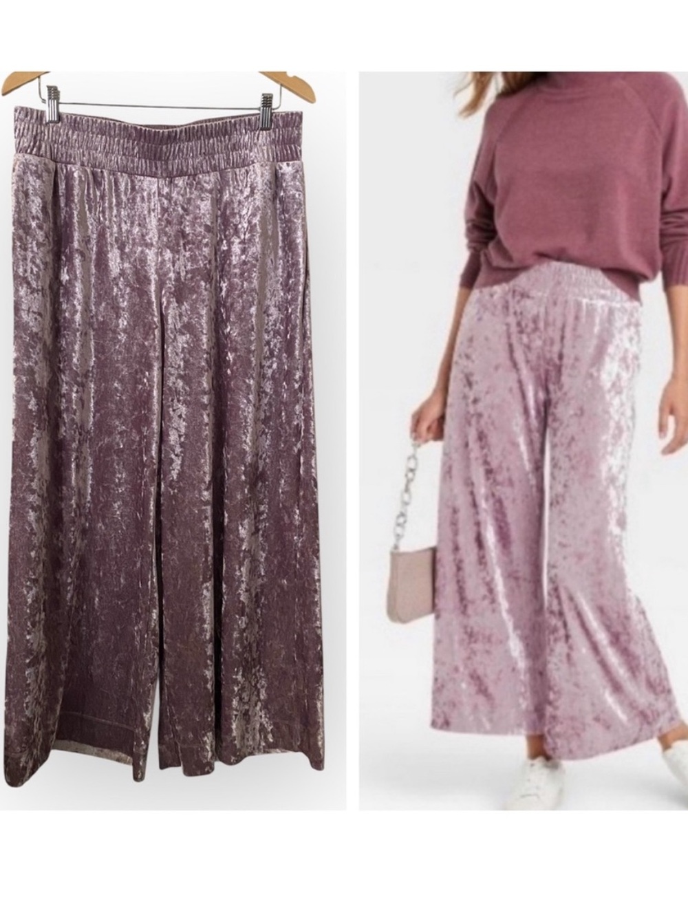 A New Day Purple Crushed Velvet Wide Leg Pants